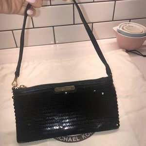 Michael Kors black sequin wristlet